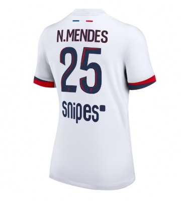 Paris Saint-Germain Nuno Mendes #25 Udebanetrøje Dame 2025-26 Kortærmet